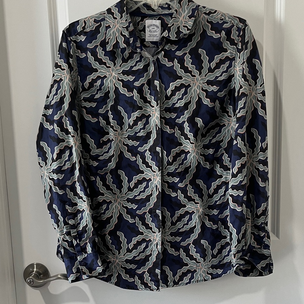 Brooks Brothers VTG Tropical Seaweed Navy Patterned Button up Shirt Cotton